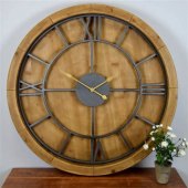Large Wood And Metal Wall Clock