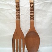Wooden Fork And Spoon Wall Decor Large